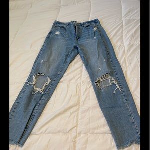 Distressed mom jeans